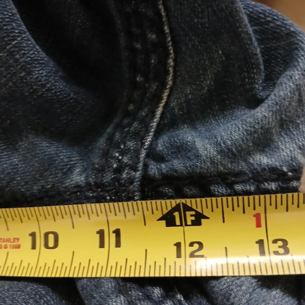 Rock Revival Preston Straight Jeans Mens 38x32 Blue Embroidered Pockets RJ8785T8